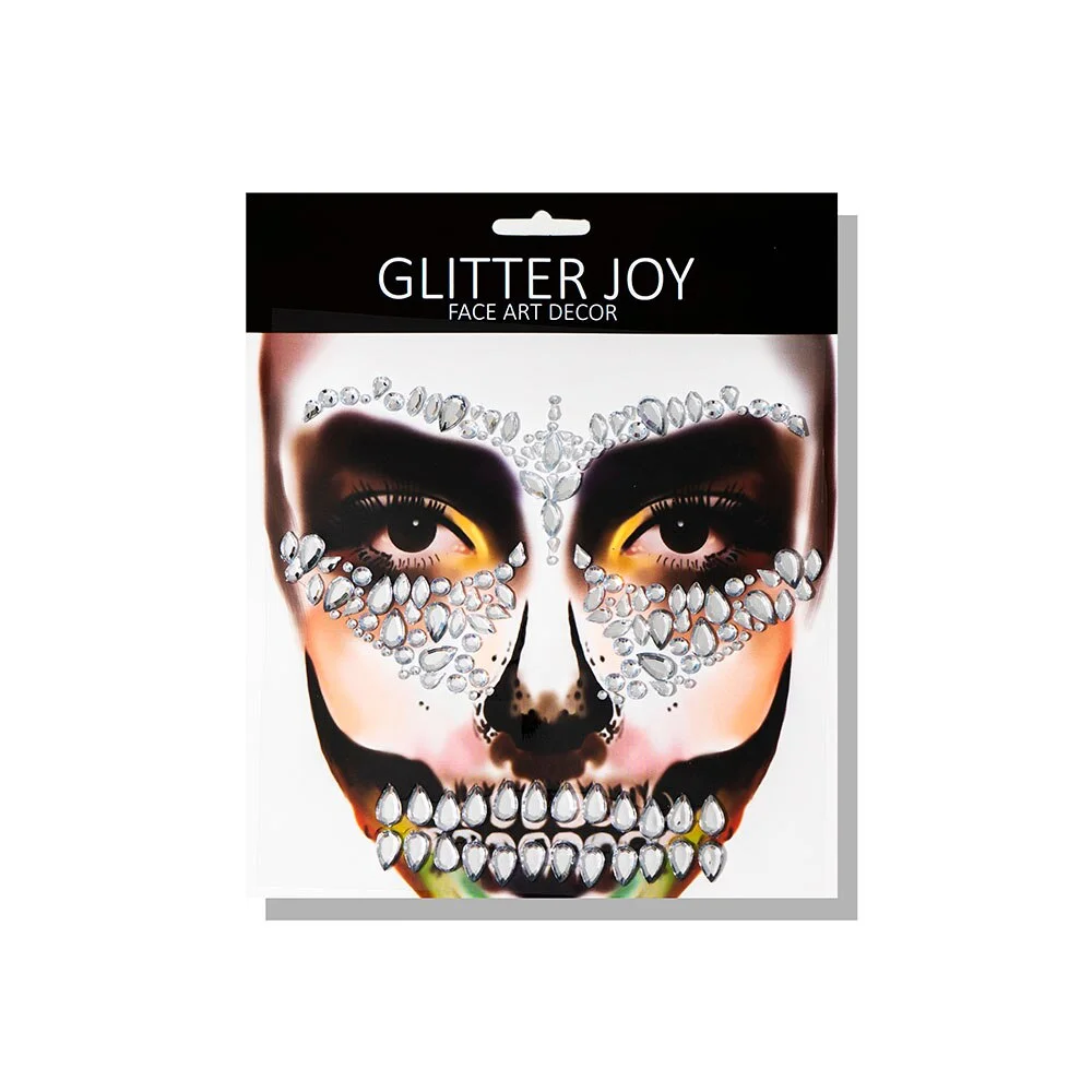 1 Pcs Halloween Body Art Makeup Party Festival Skull Bone Face Jewel Makeup Sticker For Carnival Night Clubbing Holiday Gift