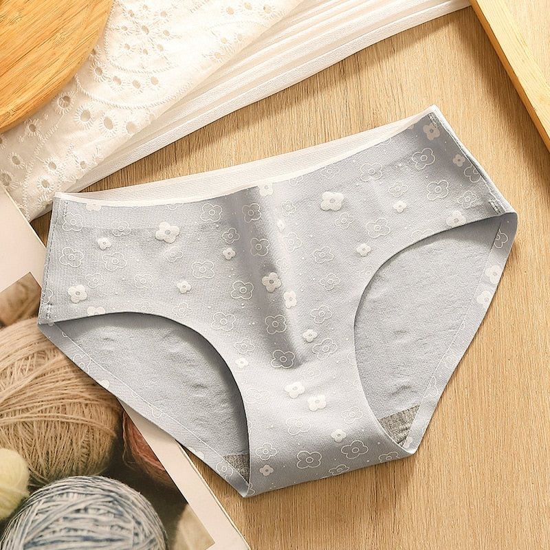Women Cotton Underwear Panties Sexy Traceless Briefs Mid Waist Printing Panties Ladies Solid Color Underpants Cute Girl Lingerie