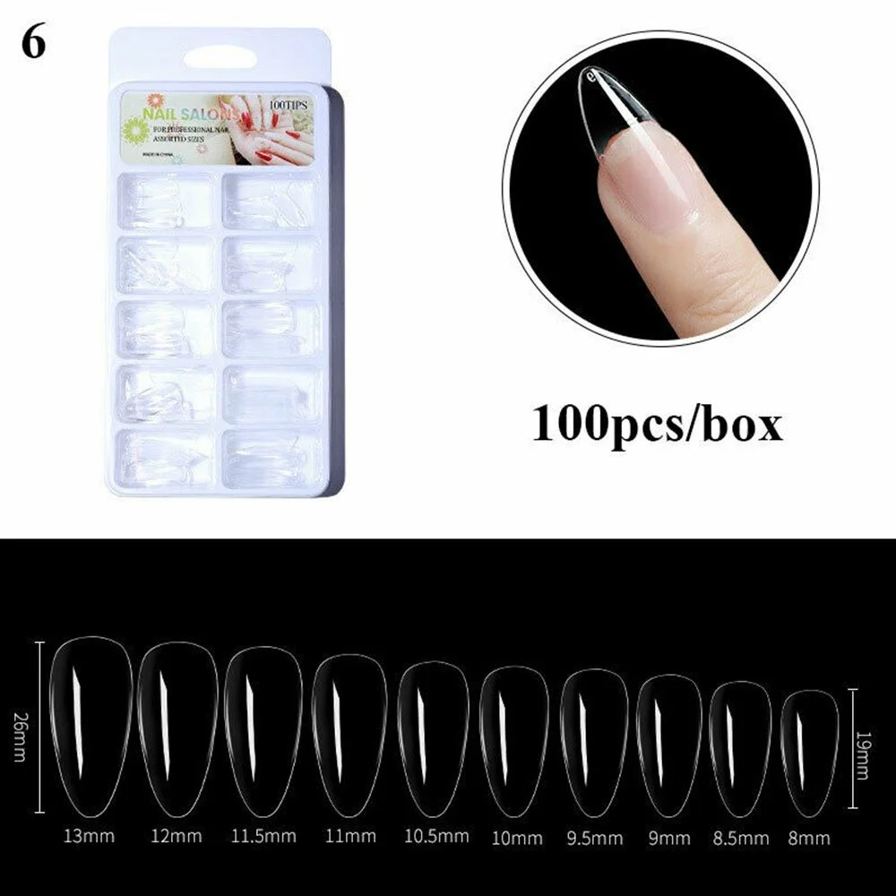 100Pcs Fake Nail Nails Extension Transparent Acrylic Nail Seamless Full/Half Cover Beauty Nail Decor French Nail Manicure Tools-Nail Inspo