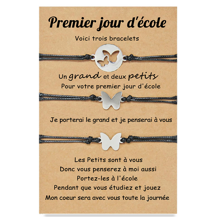 3PCS Ensemble de Bracelets Papillon - Cadeau Rentrée Scolaire