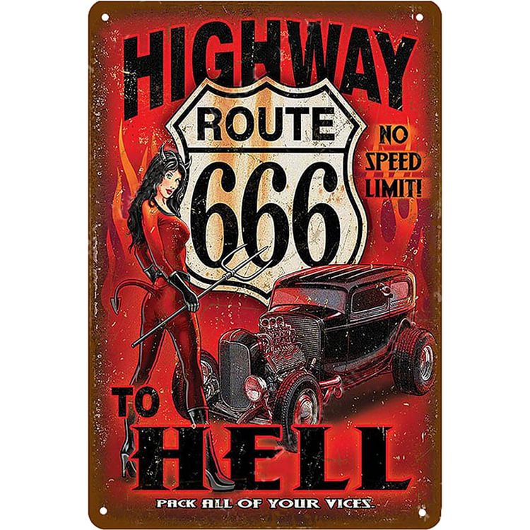 Route 66 Car - Vintage Tin Signs/Wooden Signs - 20*30cm/30*40cm