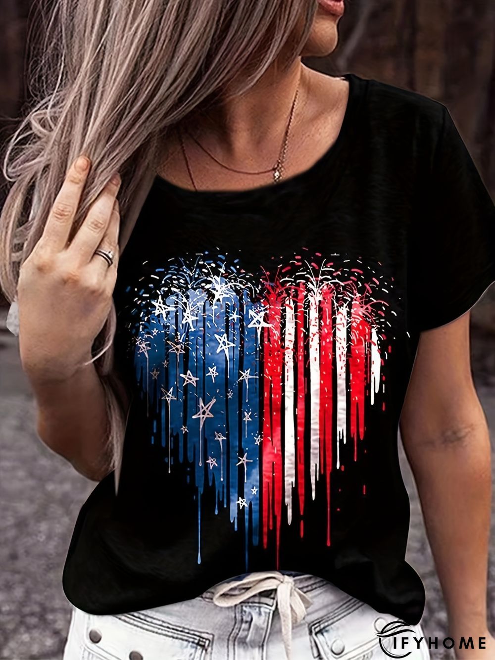 Trendy Print Crew Neck T-shirt | IFYHOME