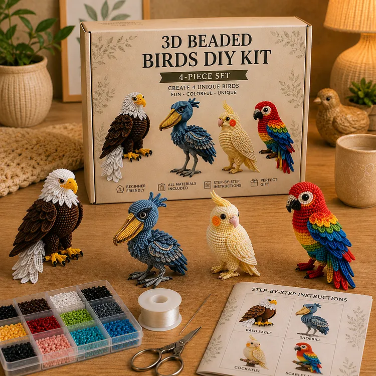 🐦3D Beaded Birds DIY Kit &ndash; Handmade Bird Collection Craft Set