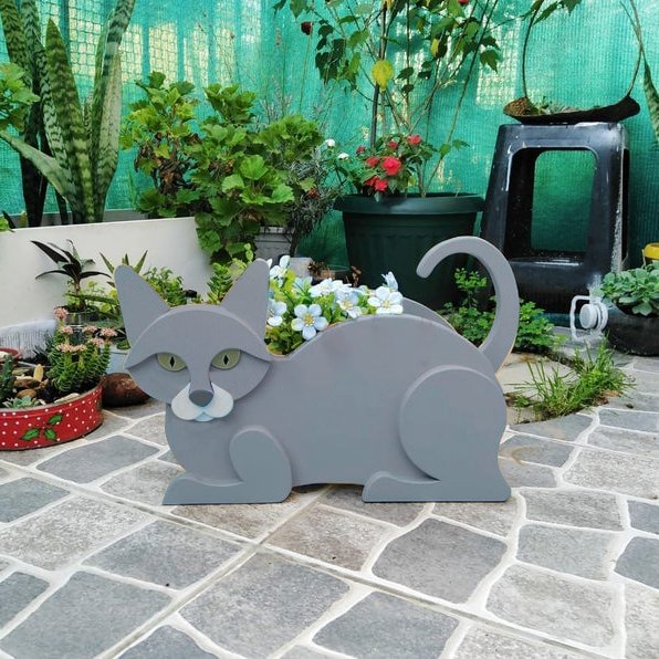 British Shorthair bBue Cat Planter
