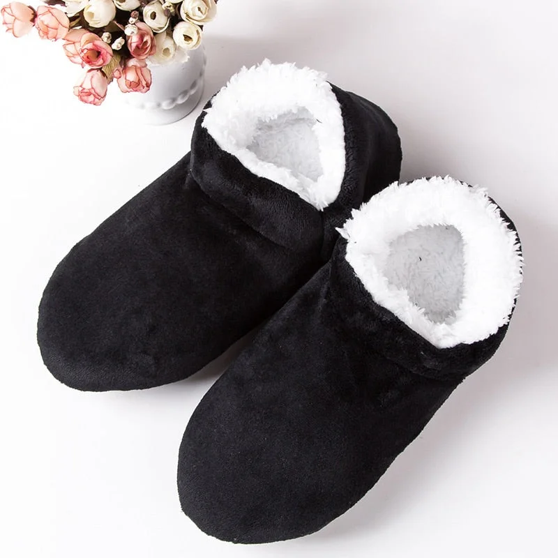 Men slippers home Thicken Warm Floor Socks Non-Slip Indoor Floor Socks Fashion plush Slippers Socks Black Floor Shoes man