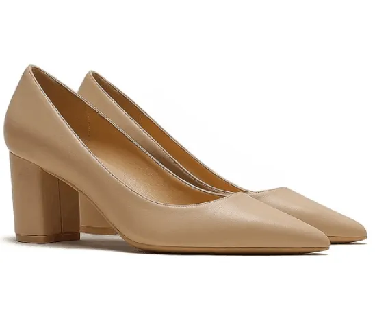 65mm Women Chunky Heels Comfortable Middle Block Heel Pumps-vocosishoes