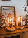 Farmhouse Table Lamp, Vintage Table Decorative Glass Lampshade, Edison Bulb Included