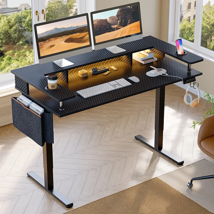 Bestier 58 inch Electric Standing Desk with LED Lights & Monitor Stand