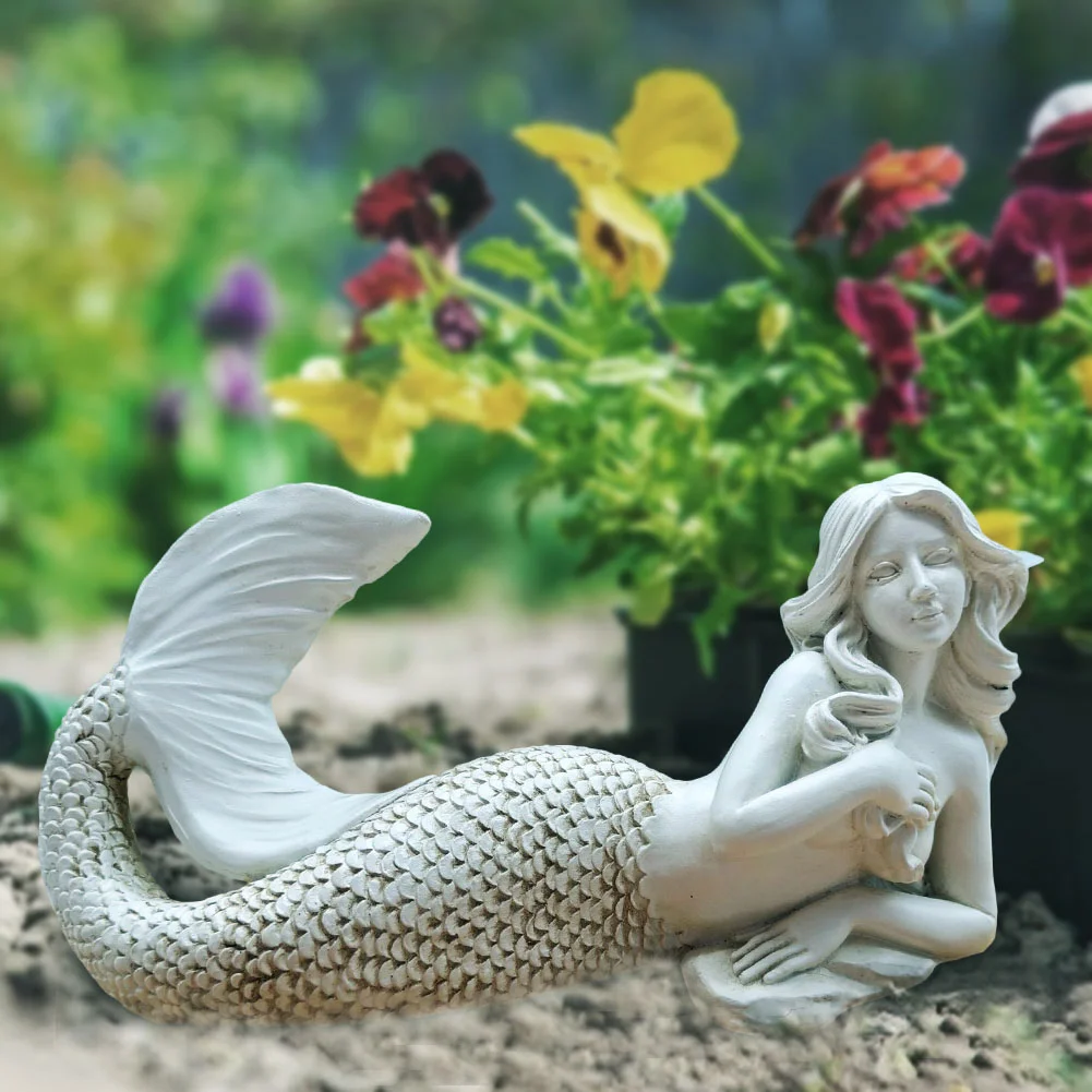 Resin Mermaid Figurine Statue Room Garden Office Master Gift Yard Decor