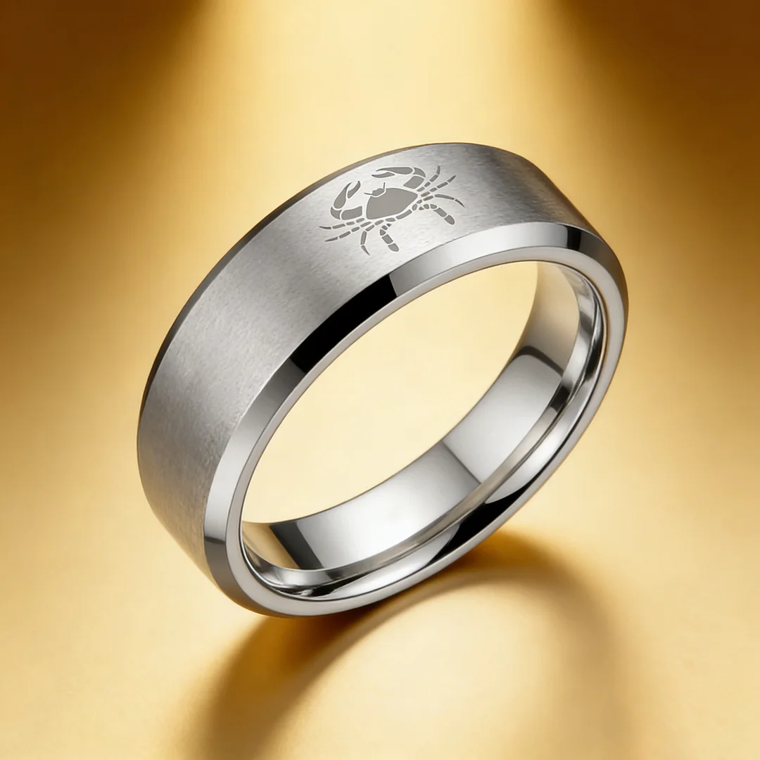 Sliver Laser Etched Couple Tungsten Carbide Ring Sliver Cancer Tungsten Wedding Bands Beveled Edges 4MM 6MM 8MM