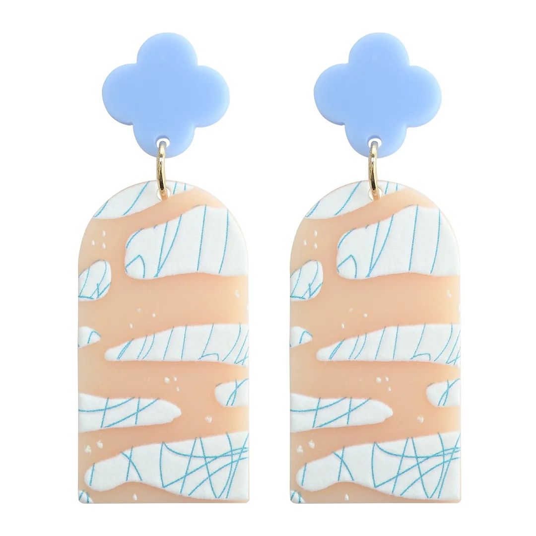 Dvacaman 2021 Fashion Multi-type Geometric Hand Painted Cartoon Fruits Flower Acrylic Resin Drop Earrings Women Colorful Jewelry