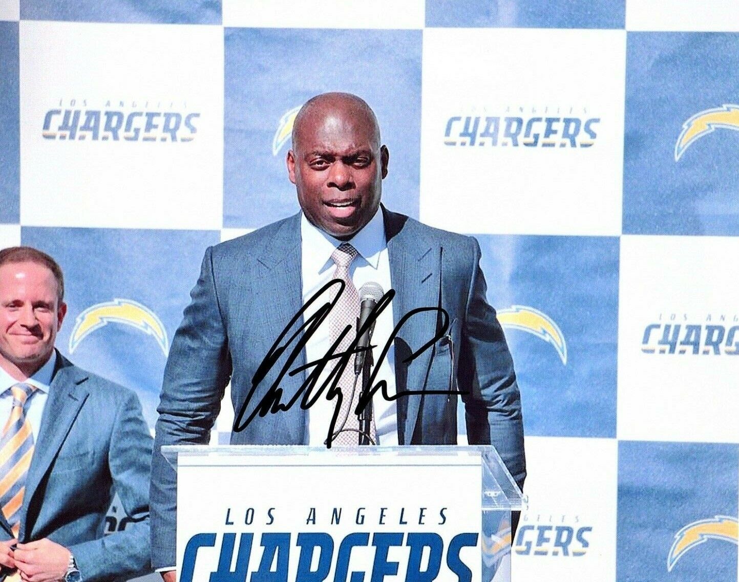 Anthony Lynn Los Angeles Chargers hand auto signed football 8x10 Photo Poster painting LA NFL