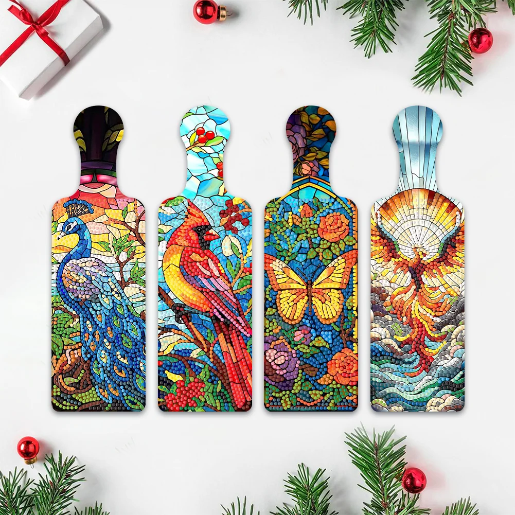 4Pcs Animal 5D DIY Diamond Painting Tray Art Craft with Handle for Home Decor(26*8cm)