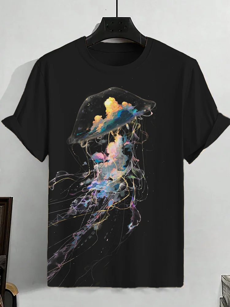 Men's Jellyfish Art Cloud Graphic Print Casual T-Shirt