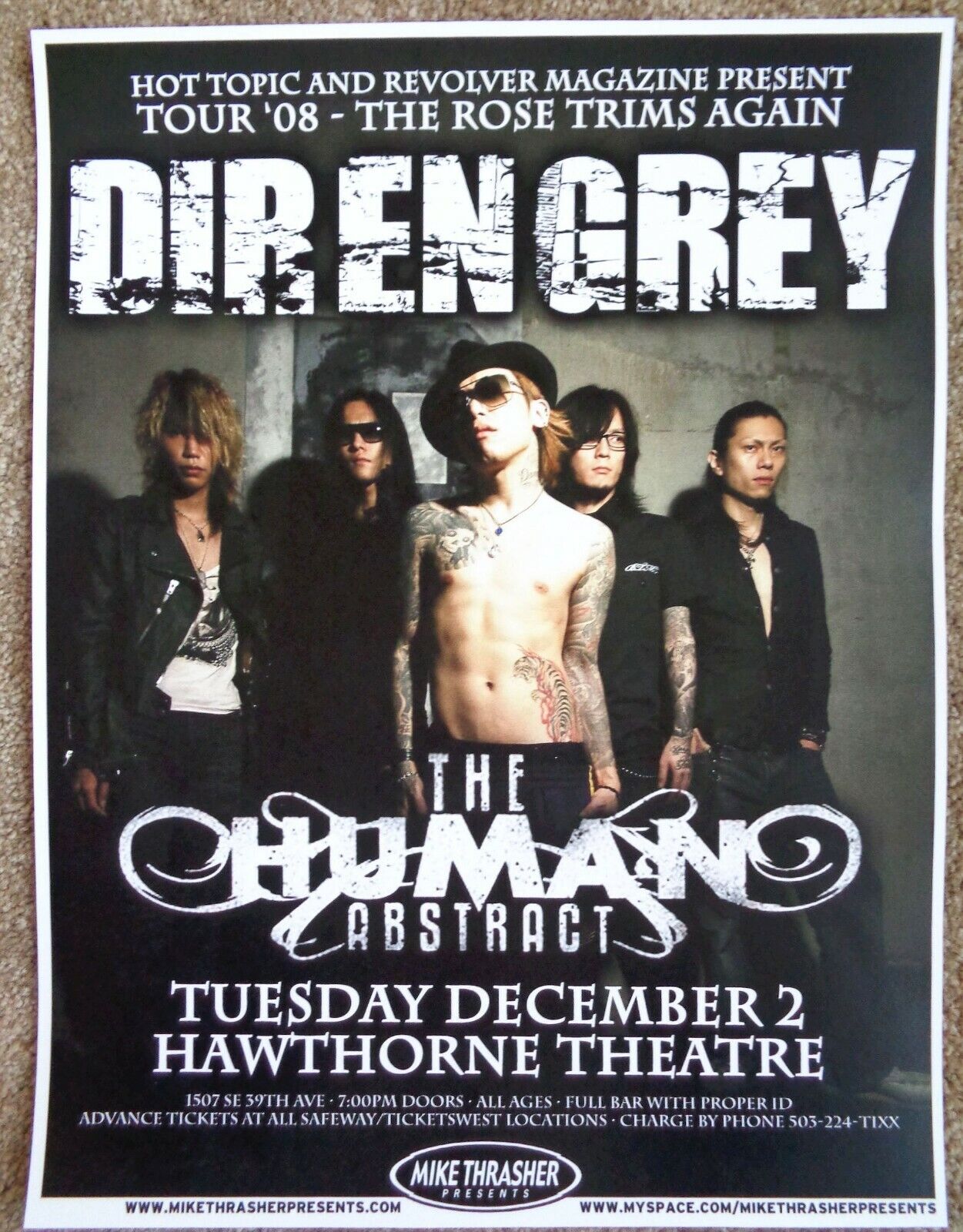 DIR EN GREY 2008 Gig POSTER Portland Oregon Concert