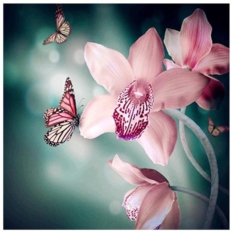 Orchid Flower - Partial Round Drill Diamond Painting - 30x30cm(Canvas)