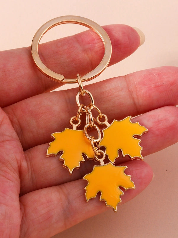 IG Style Ginkgo Leaf Alloy Enamel Bag Pendant Keychain