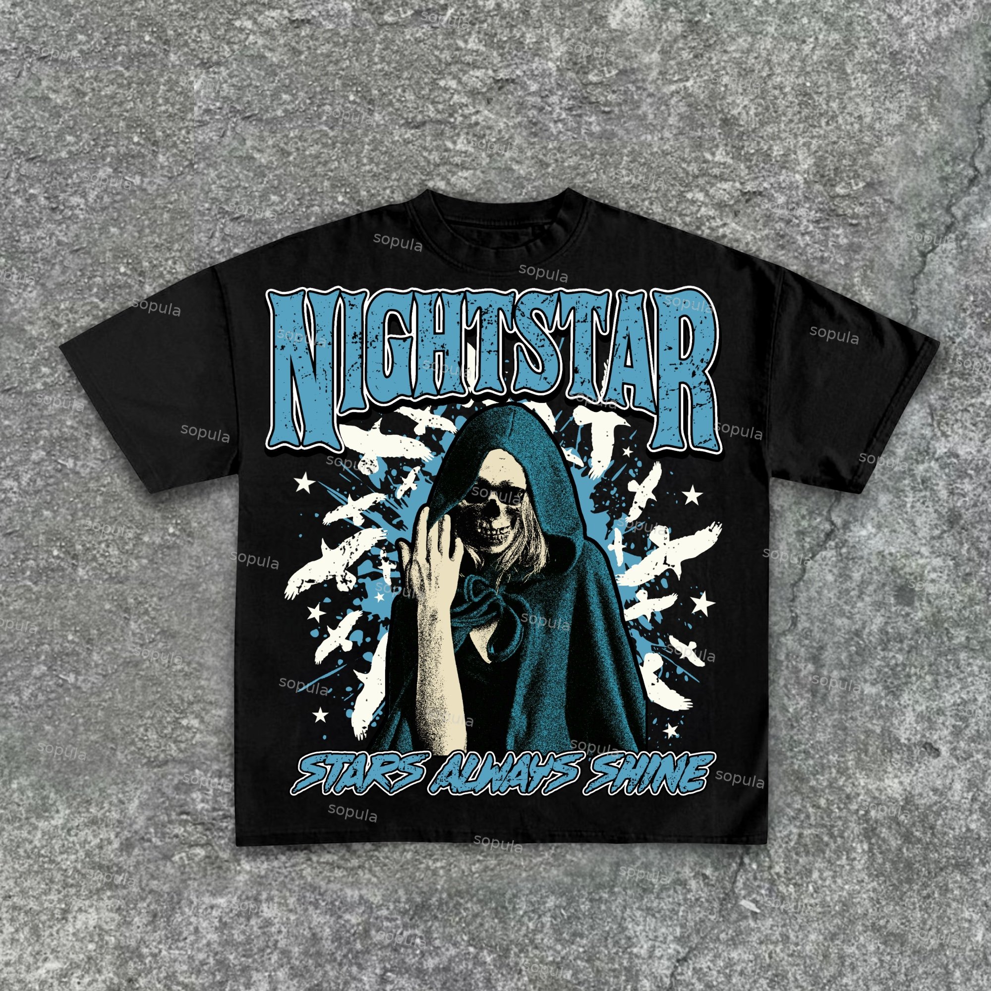 Night Star-Stars Always Shine Vintage Graphic Print Cotton T-Shirt - SOPULA
