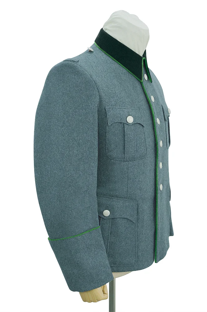   Polizei German General Officer Wool Modified Tunic Jacket With Deep Green Collar 6 Buttons German-Uniform