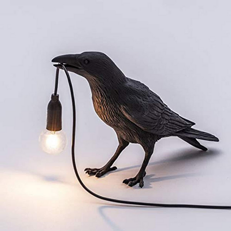 USB Cable Cute Gothic Black Raven Table Lamp Table Decoration