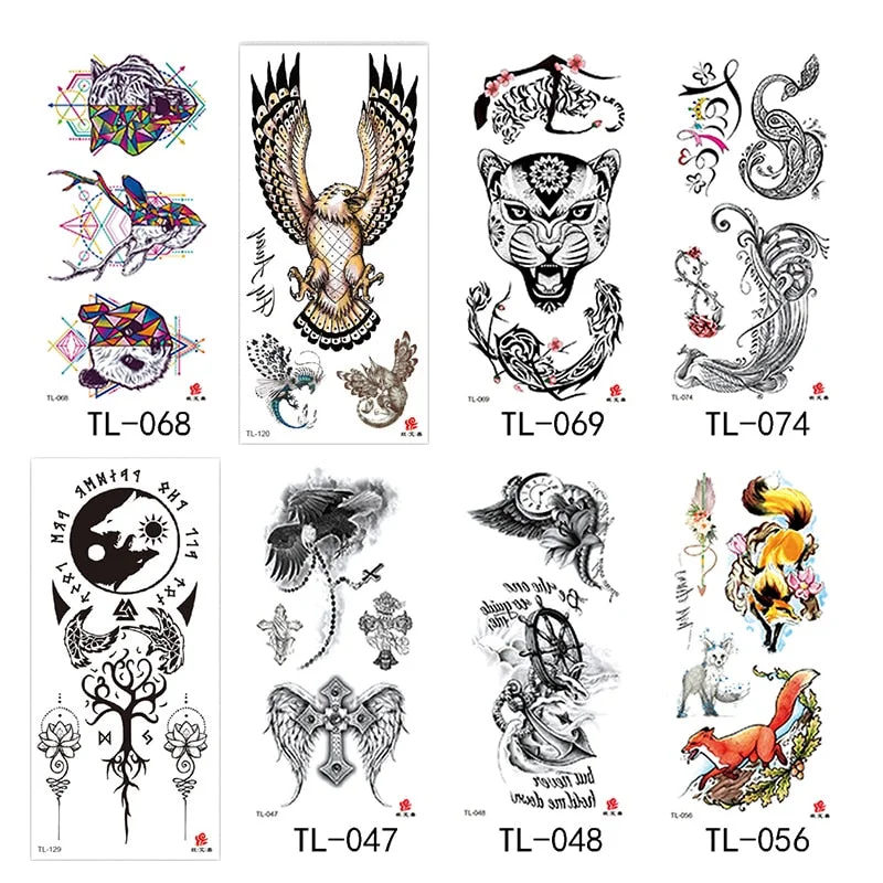Flower arm waterproof tattoo stickers half arm painted animal durable waterproof European and American temporary tattoo stickers