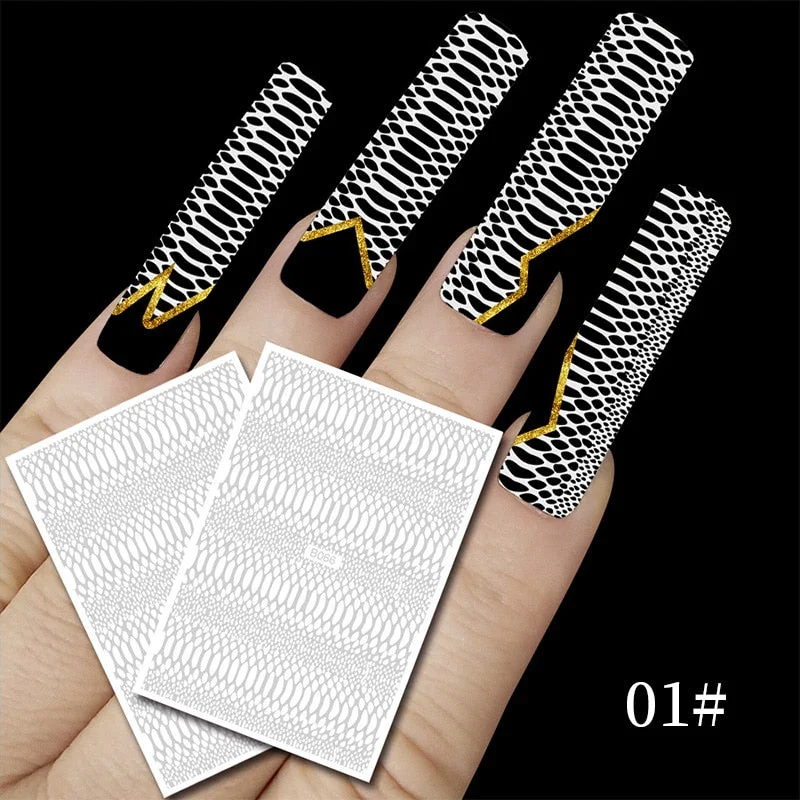 Iridescent Neon Crocodile Print 3D Nail Stickers Animal Skins Design Transfer Stickers Adhesive Sliders Manicures Decor