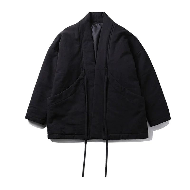 [EAM] 2021 New Spring V-collar Long Sleeve Black Loose Brief Bandage Cotton-padded Large Size Coat Women Fashion JK133