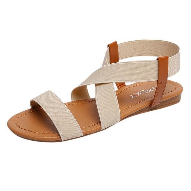 Women's Low Heel Flats Sandals Anti Skidding Peep-Toe Beach Sandals | IFYHOME