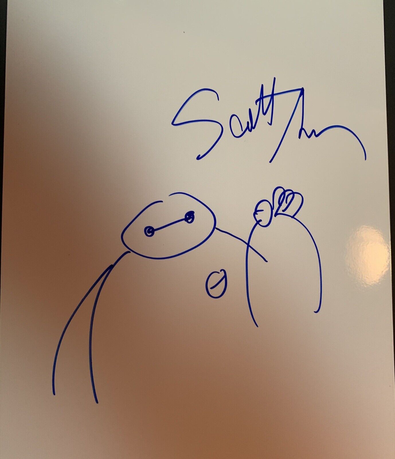 Scott Adsit Baymax Big Hero 6 Signed Autograph And Sketch On Photo Poster painting Paper