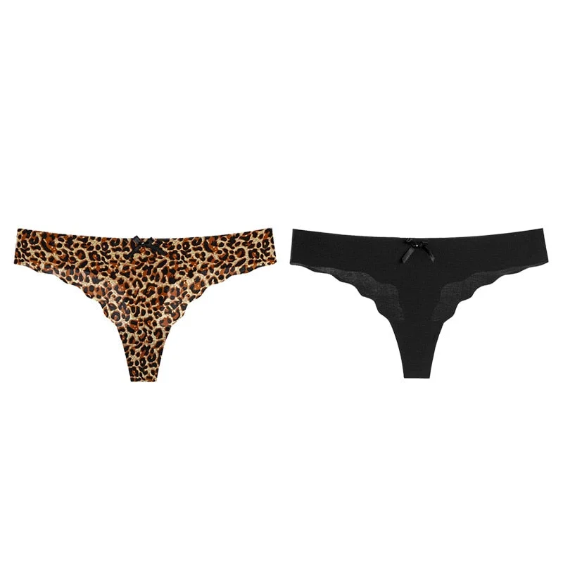 Women's Sexy Thongs G-string Underwear Seamless Invisible Panties For Ladies Fashion Ruffle Female T-back Underpants 1/2pcs