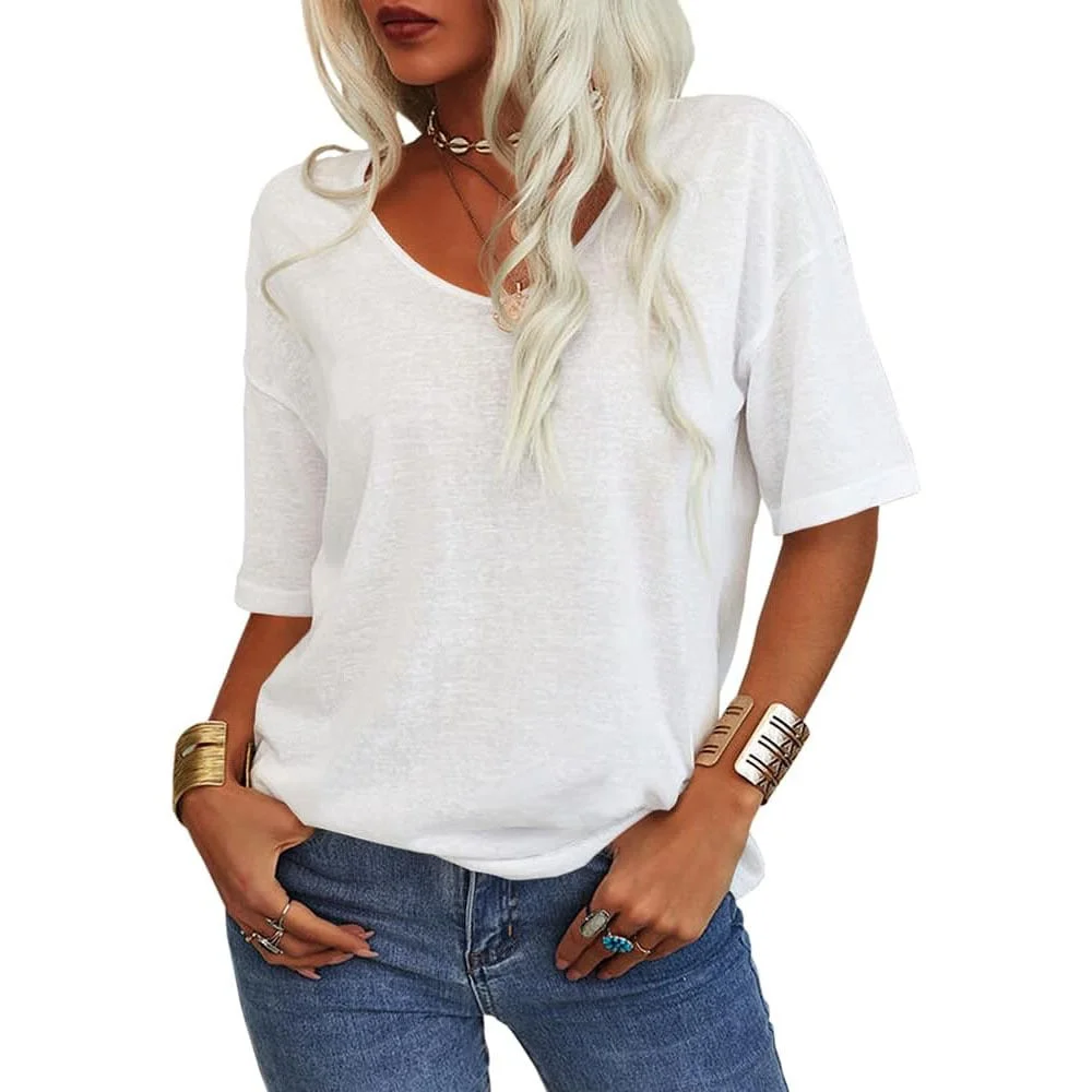 ✨This Week's Special Price $13.99💥Women's Solid Color V-Neck T-shirt [On Sale & Quick Ship!]