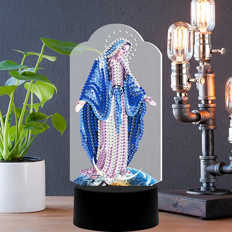 Diamond Painting Lamp with LED Lights, DIY 5D Special Shaped Beads