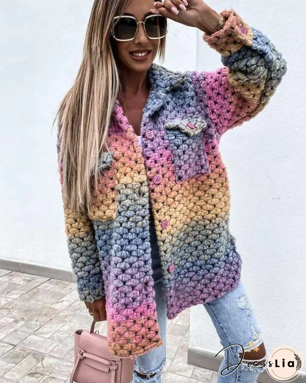 Autumn and winter womens new fashion print ladies woolen coat women coats tweed jacket