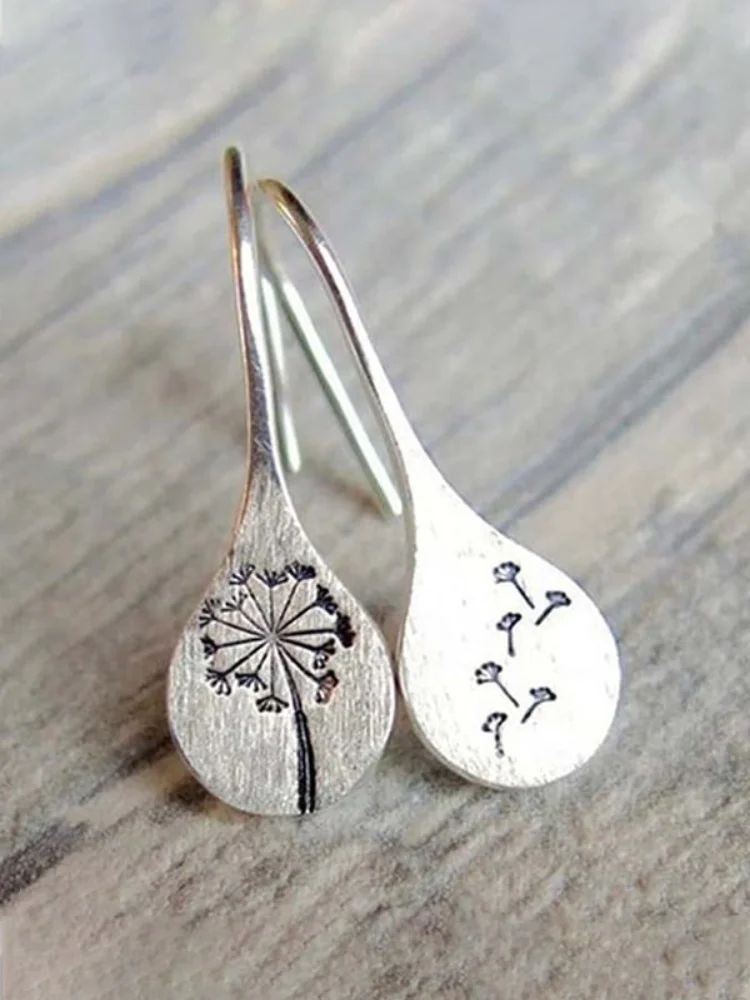 Vintage Faith Carving Dandelion Earrings