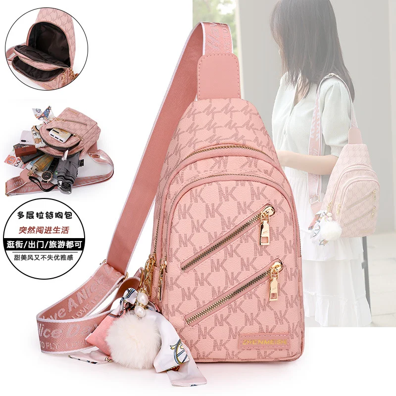 Mongw Lady's Soft Leather Shoulder Bag Fashion PU Leather Satchel Large-Capacity Outdoor Shopping Bag Lightweight Leisure Chest Bag