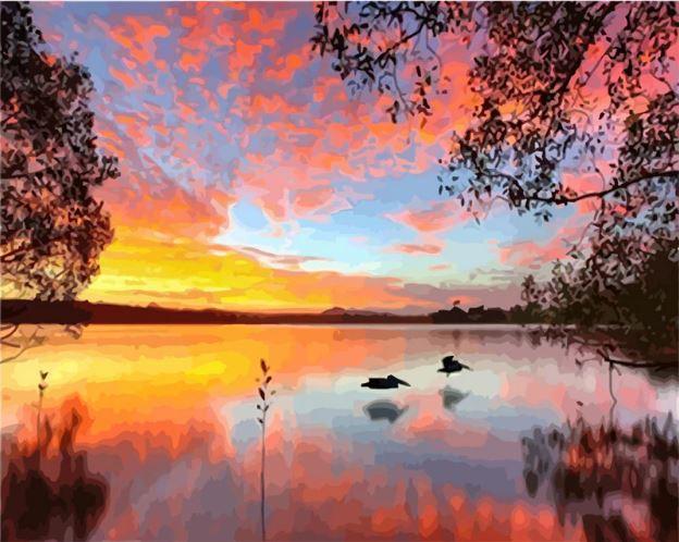 

Sunset in Lake – Paint By Numbers - 40*50CM, 501 Original