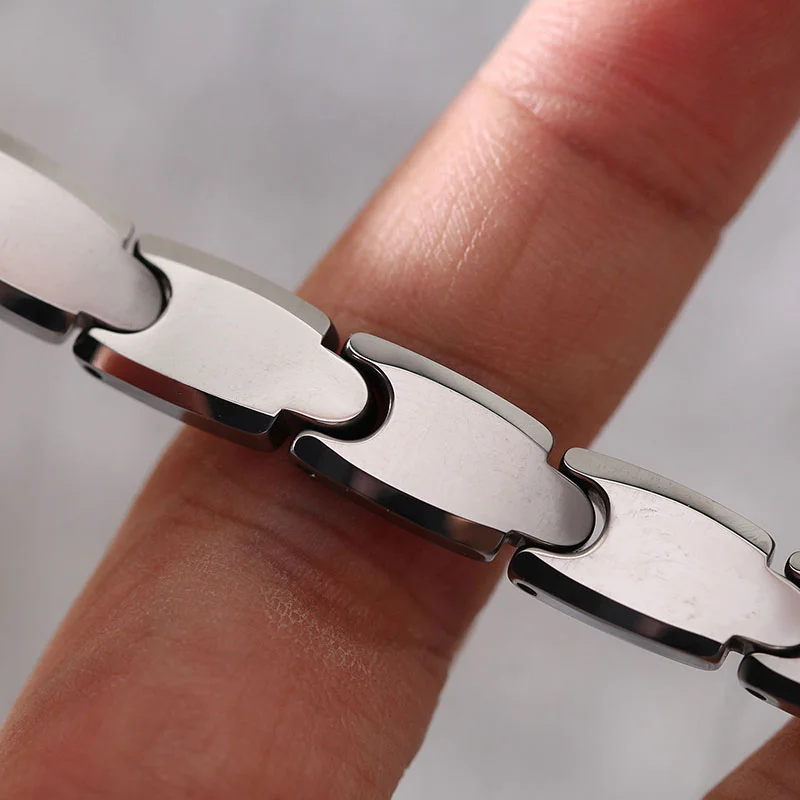 Women's Or Men's Unisex Personalised Tungsten Carbide 19cm Long Hologram Energy Bracelet Fashion Link Chain Jewelry Gifts For Mens And Womens