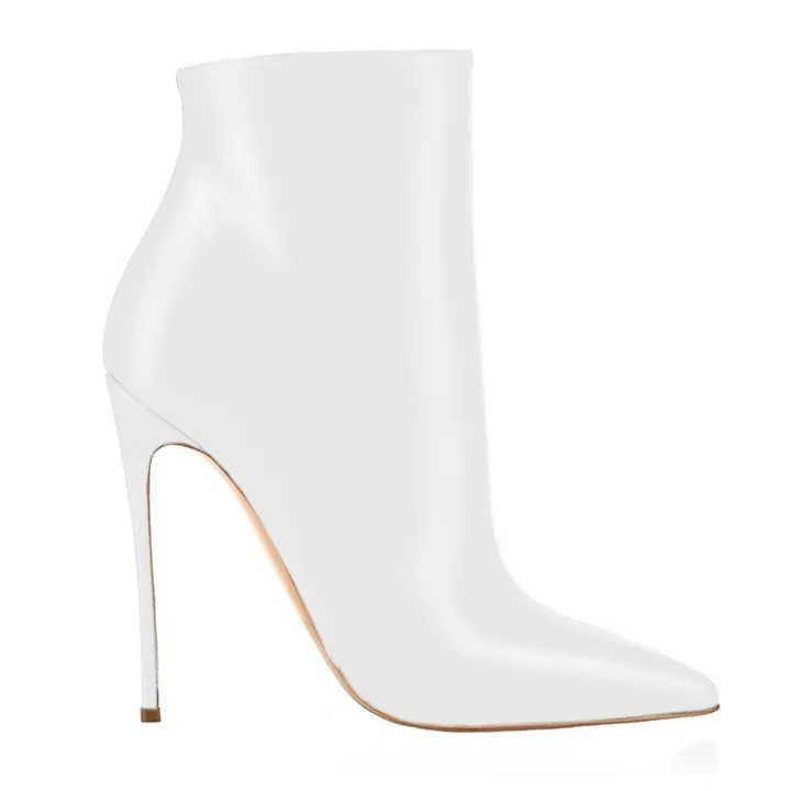 120mm Women's Ankle Boots Closed Pointed Toe Stilettos Matte Booties-vocosishoes