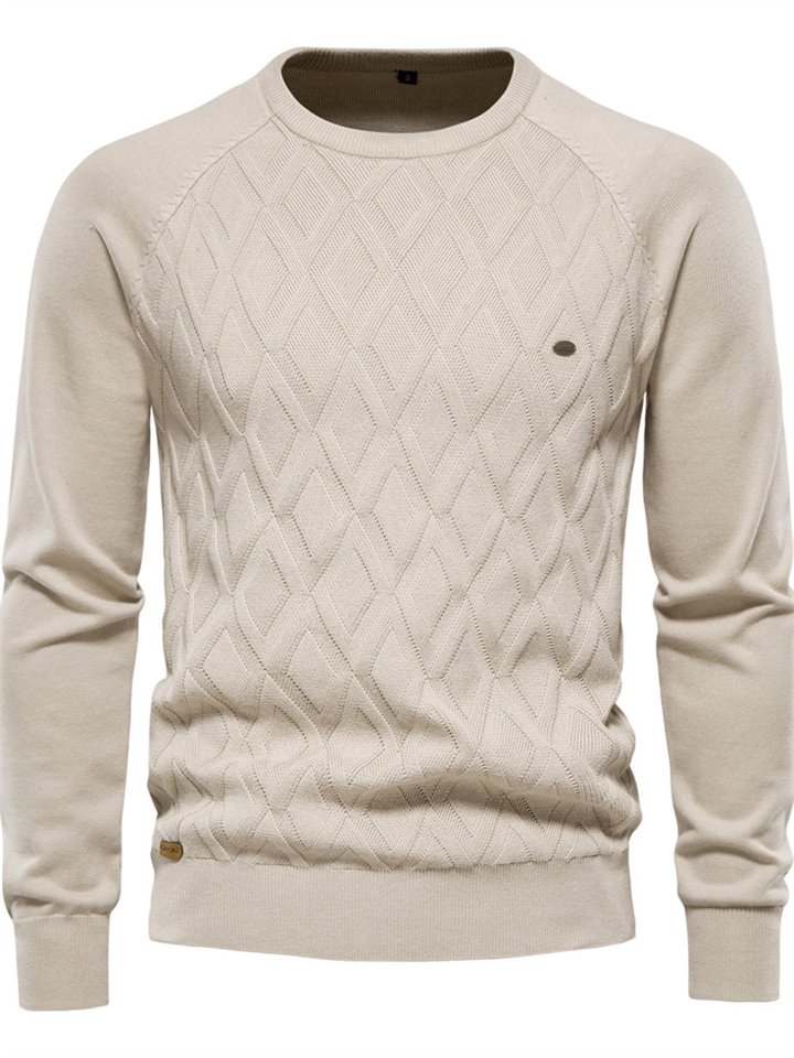 Men's Solid Color Crewneck Pullover Knit Sweater