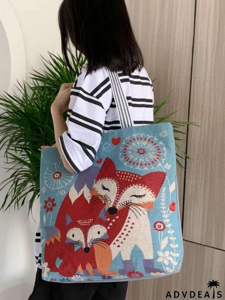 Cartoon Graphic Shoulder Tote Bag