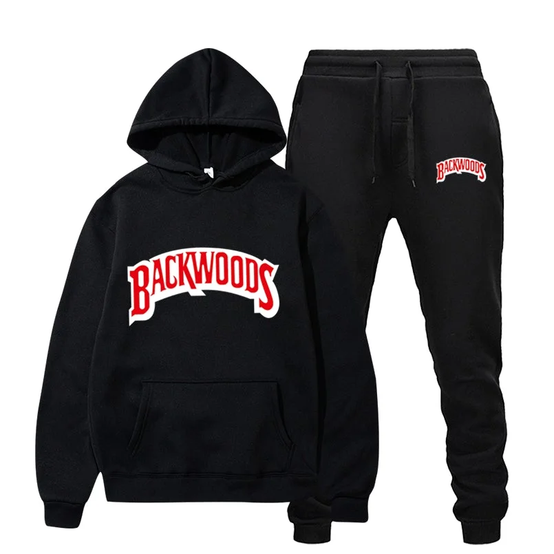 Streetwear Backwoods Hoodie set Tracksuit Men Thermal Sportswear Sets Hoodies and Pants Suit Casual Sweatshirt Sport Suit