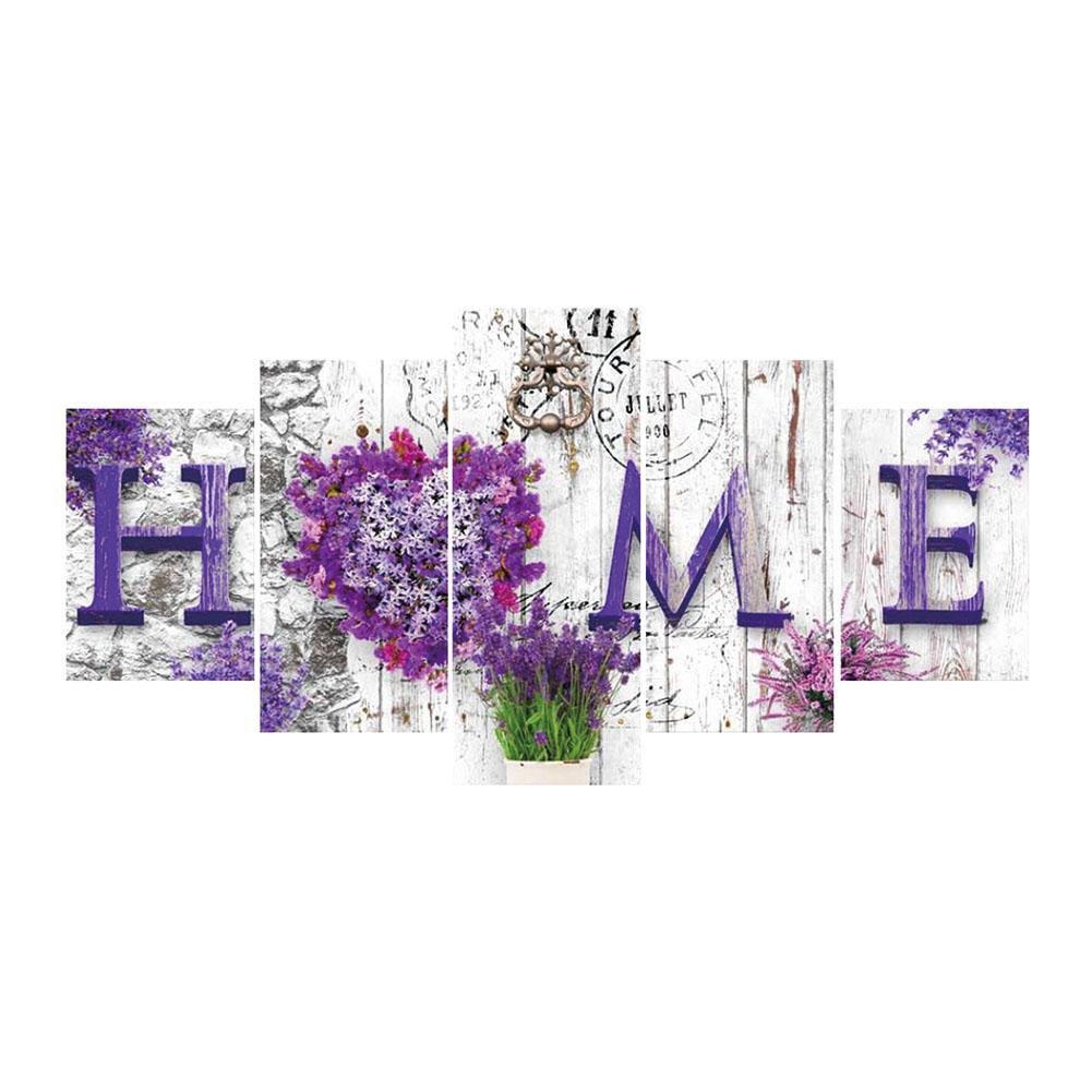 Flowers 5-pictures Round Full Drill Diamond Painting 95X45CM(Canvas) gbfke