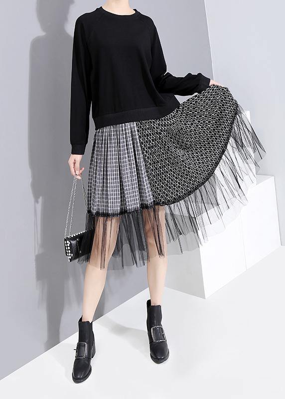VCSHOES patchwork tulle cotton fall tunic pattern Photography black Dress