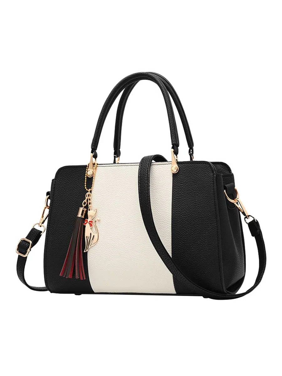 Contrast Color Handbag Soft Square Vertical Bag