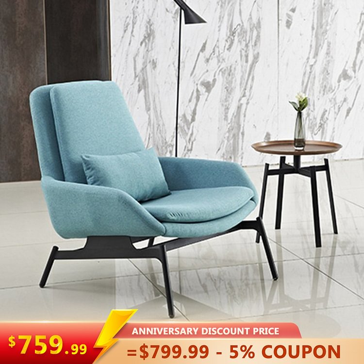 Homemys Modern Blue Accent Chair Velvet Upholstered Chair for Living Room