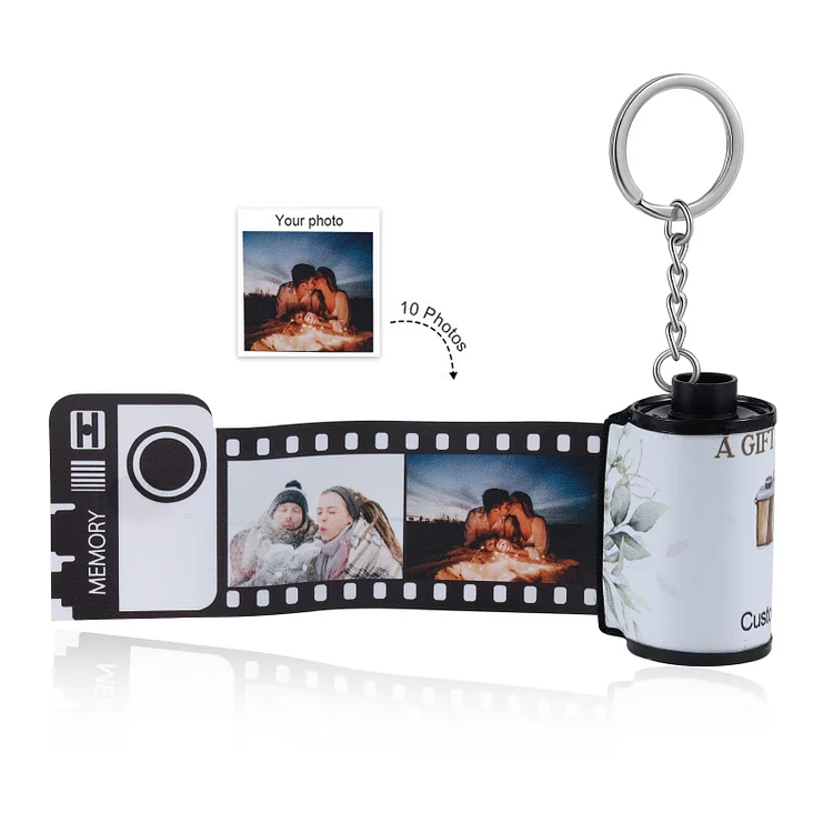 Personalized 10 Pictures Photo Camera Roll Keychain Multiphoto Gifts For Dad