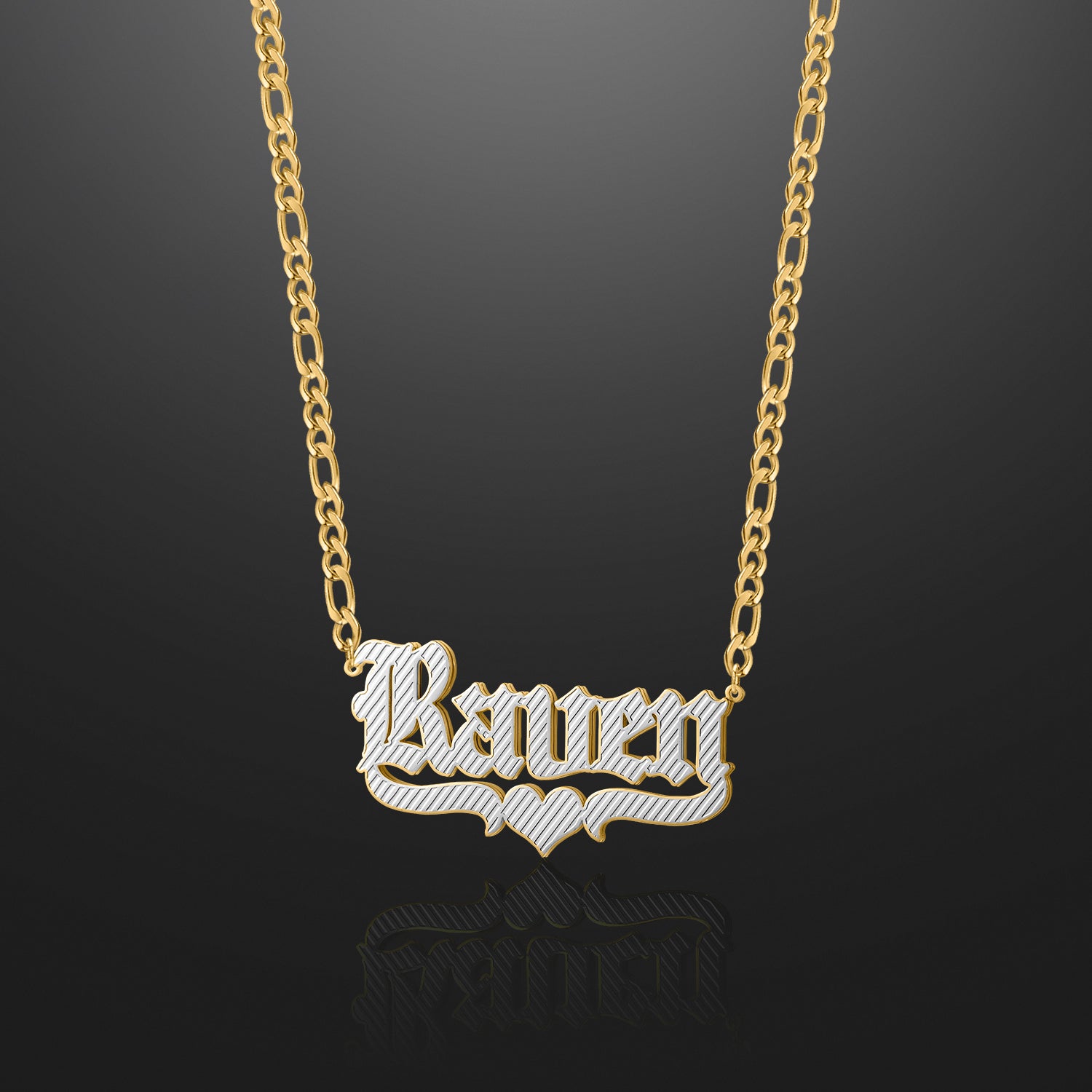 Double Plated Gothic Name Necklace w 