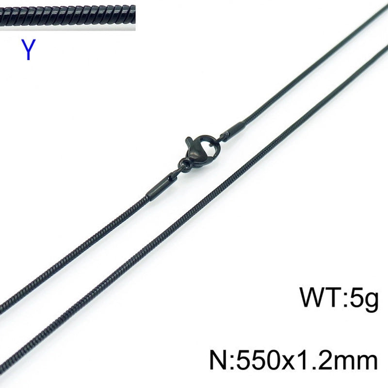 Jewelry Classic Style Solid Color Titanium Steel 18K Gold Plated Chain Necklace