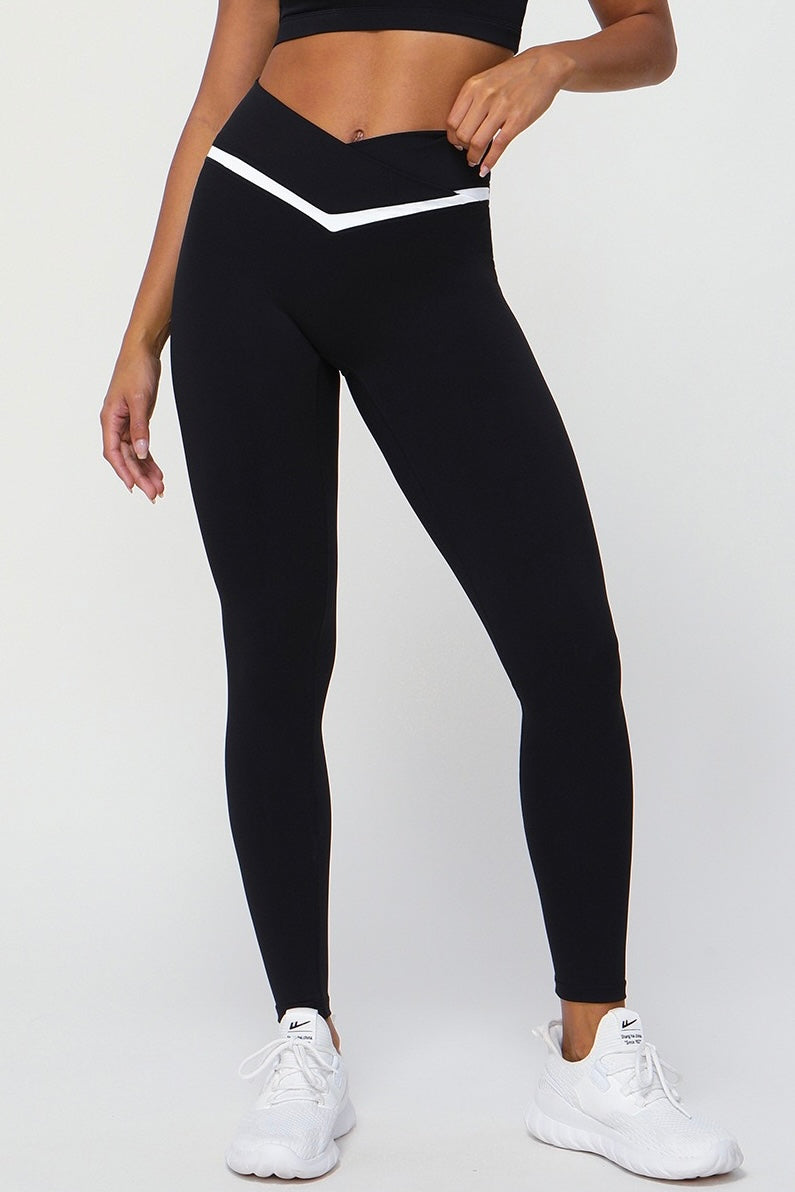 Crossover Waist Contrast Legging