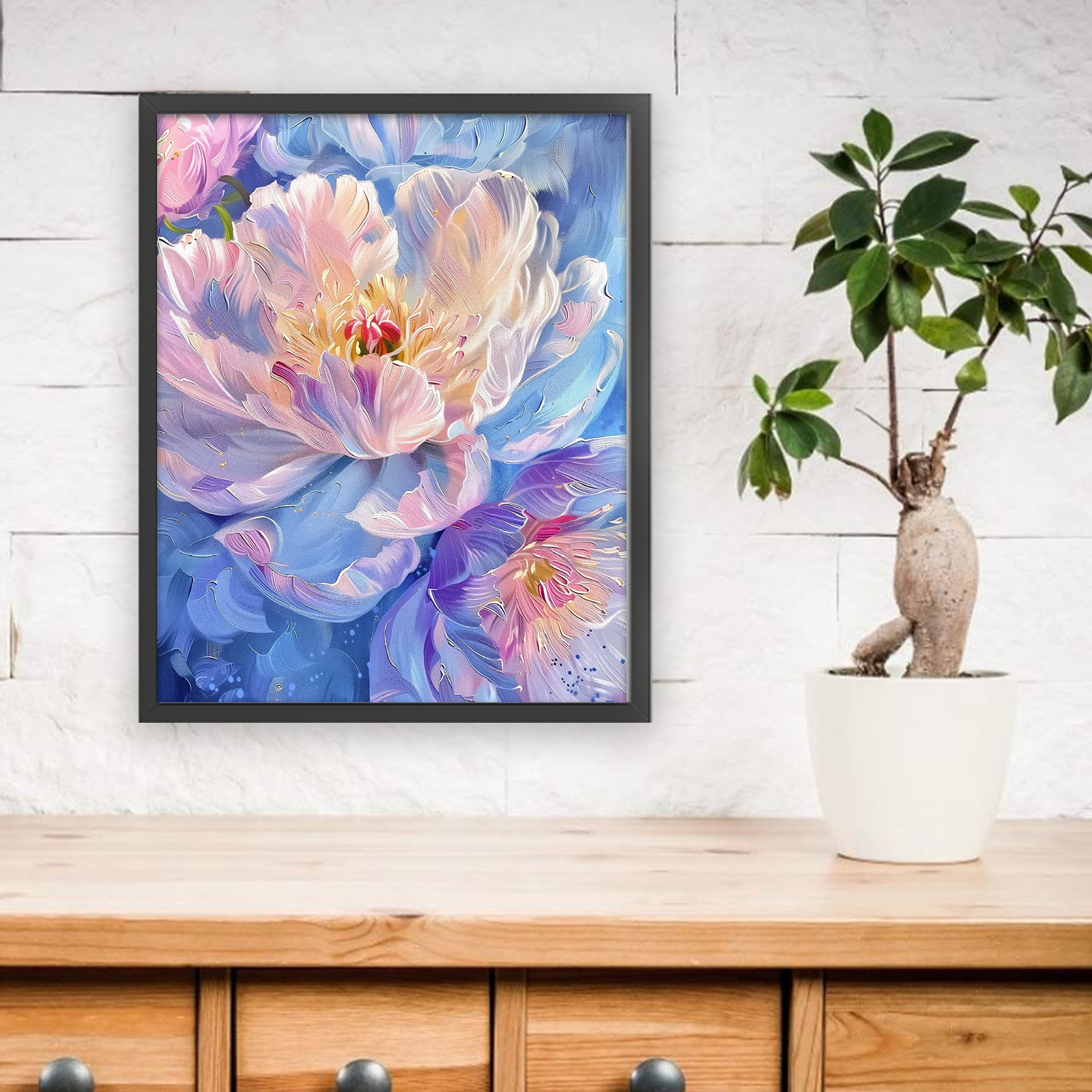 Mona Lisa Brand】9CT Stamped Cross Stitch Gradient Peony(65*80cm)